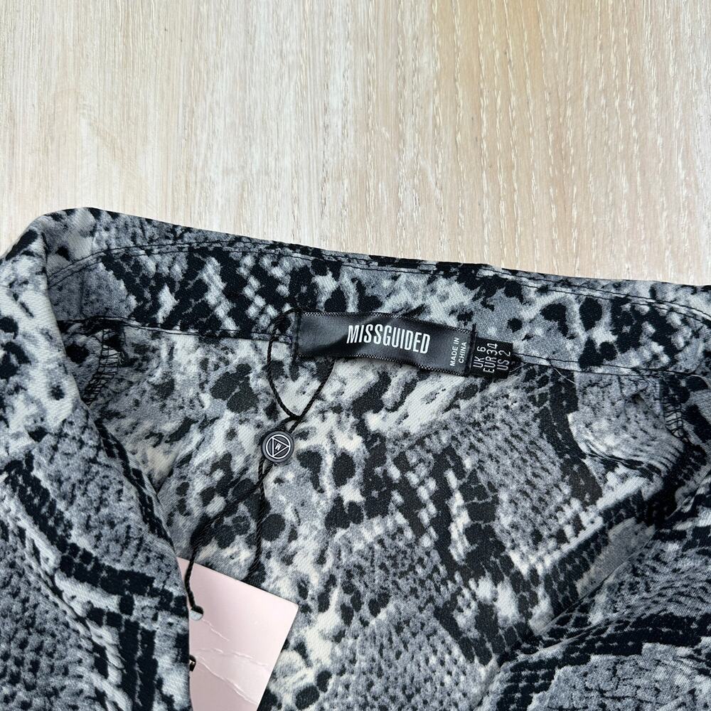 NWT Missguided Snake Animal Reptile Print Button Frill Sheer Chic Mini Dress 2 - Picture 13 of 15